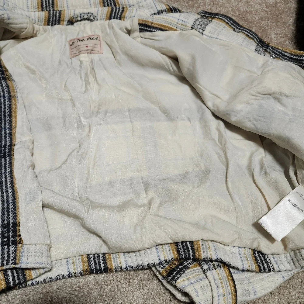 Free People We The Free Plaid Wool Blend Shacket‎ Jacket Lined Snap Front M
